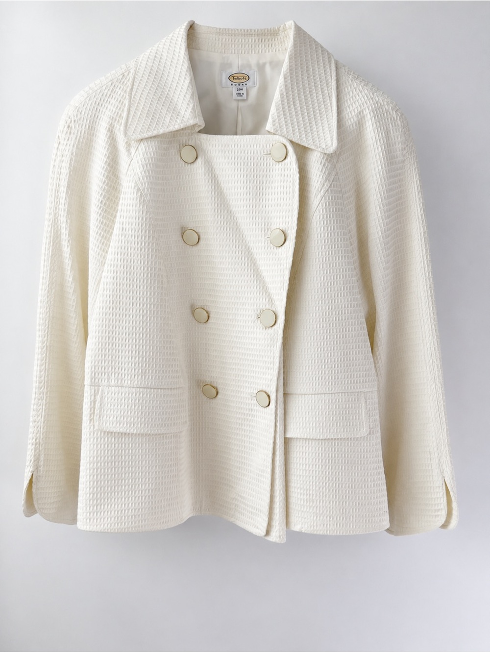 TALBOTS | Vintage Cream Waffle Double Breasted Blazer Jacket Plus Size 20W